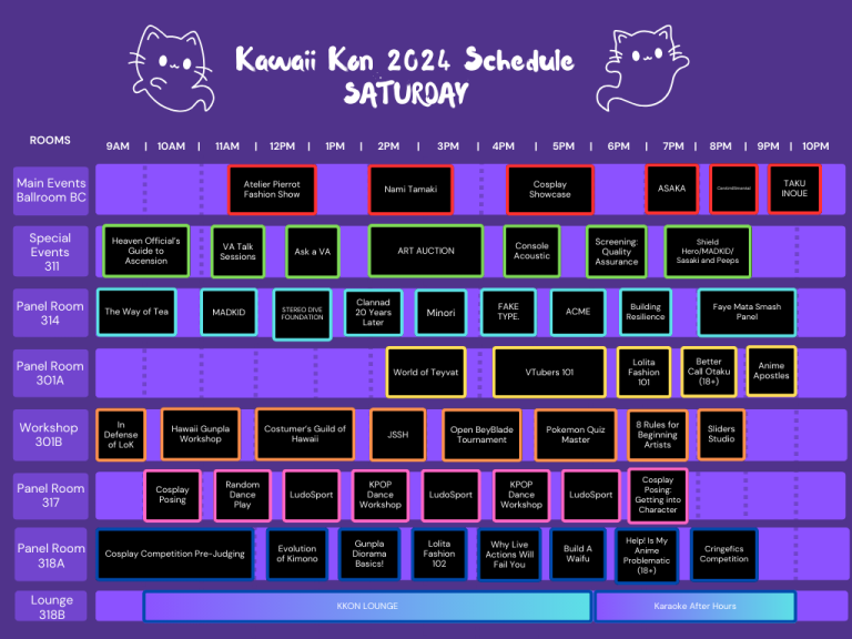 Schedule Kawaii Kon